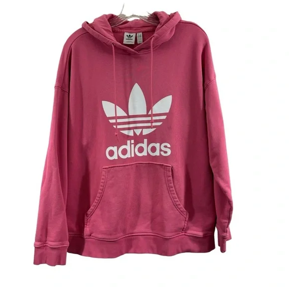 adidas Originals Women's Adicolor Trefoil Hoodie in Pink Size Medium - Picture 2 of 12